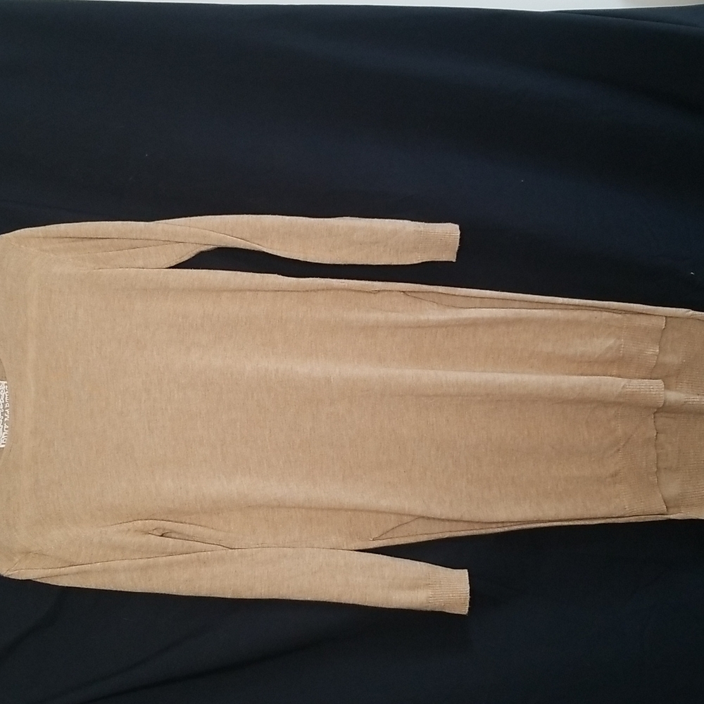 Pink Martini Camel Tan High-Low Duster Lightweight Sweater Size Small